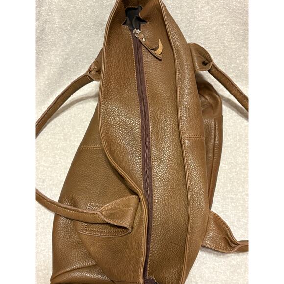 Extra Large Sturdy Travel /Tote Genuine Brown Leather Bag - Picture 6 of 11